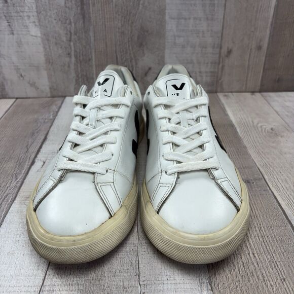 Veja Esplar Women's Size 7 Campos Leather Sneakers Lace Up Low Top White Black - Picture 3 of 15